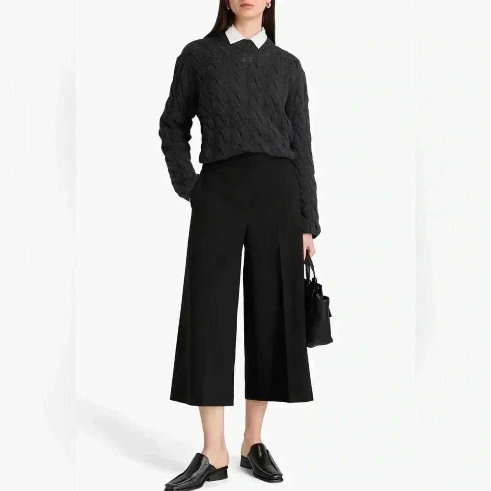 THEORY Cropped twill wide-leg pant